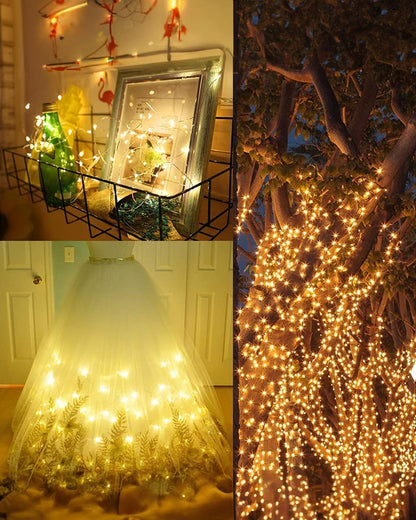 Twinkle Star 2 Pack Solar String Lights Outdoor, Total 80 FT 240 LED Solar Fairy Lights Outside