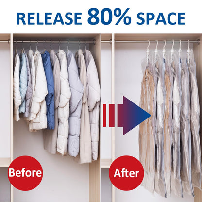Hanging Vacuum Storage Bags, Space Saver Vacuum Seal Bags for Cloth, 6 Long