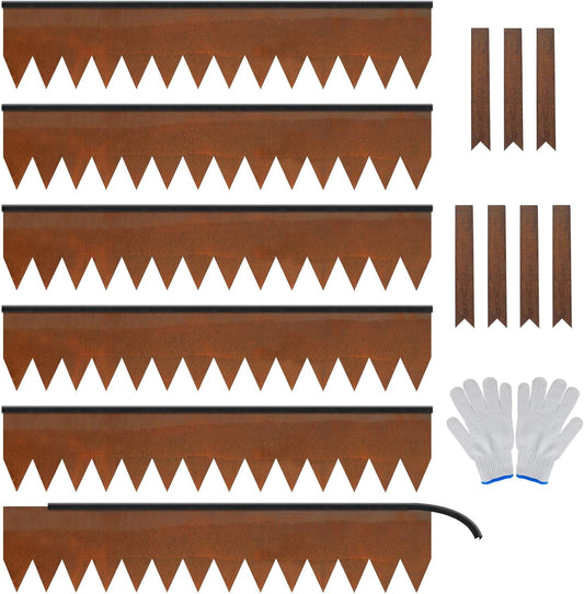 Worth Garden 6-Pack Cor-Ten Steel Landscape Edging with Black Protection Strips - Rust Patina