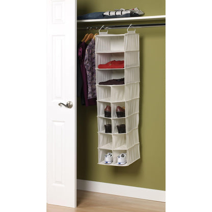 Household Essentials 3 Shelf 10 Pocket Canvas Hanging Shoe Organizer Collapsible Closet Storage