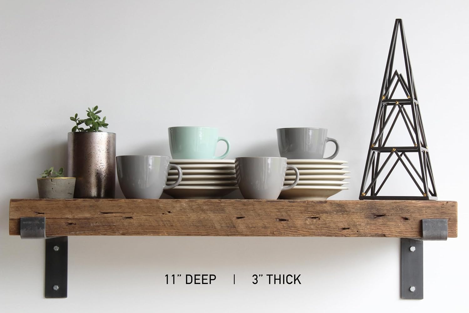 Urban Legacy Reclaimed Barn Beam Deep Shelves | Deep Shelves with Brackets Included, Set of 2 |