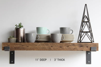Urban Legacy Reclaimed Barn Beam Deep Shelves | Deep Shelves with Brackets Included, Set of 2 |