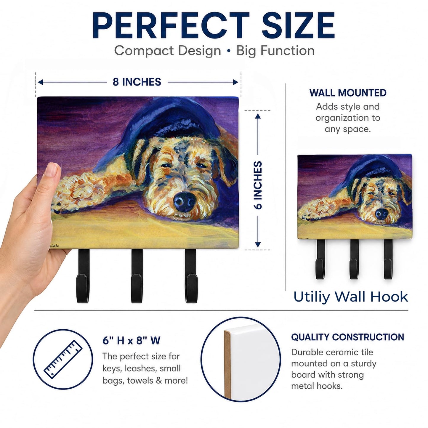 Caroline's Treasures 7344TH68 Snoozer Airedale Terrier Leash or Key Holder, Wall Hooks, Key Hooks