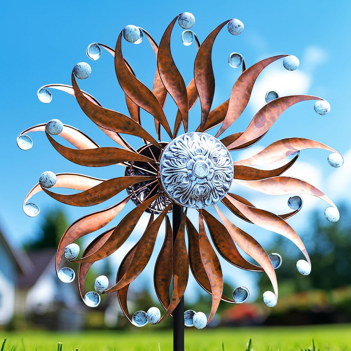 LimeHill Metal Wind Spinner for Garden and Yard - Kinetic Wind Spinners Outdoor Large (24 x 84