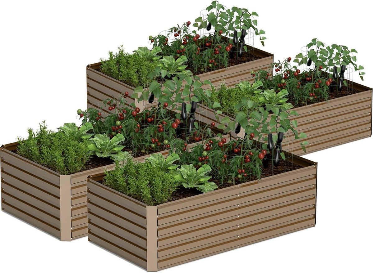 8x4x2 ft Outdoor Raised Garden Bed, Large Metal Planter Raised Beds, Planters for Outdoor Plants