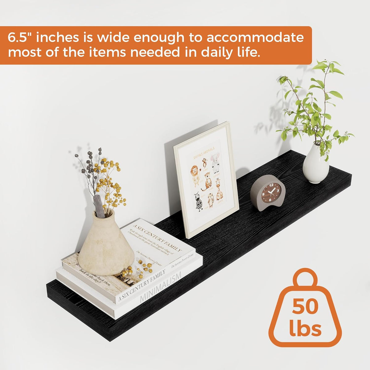 Fun Memories Floating Shelves for Wall, 27.5" Rustic Wood Deep Wall Mounted Shelves with Invisible