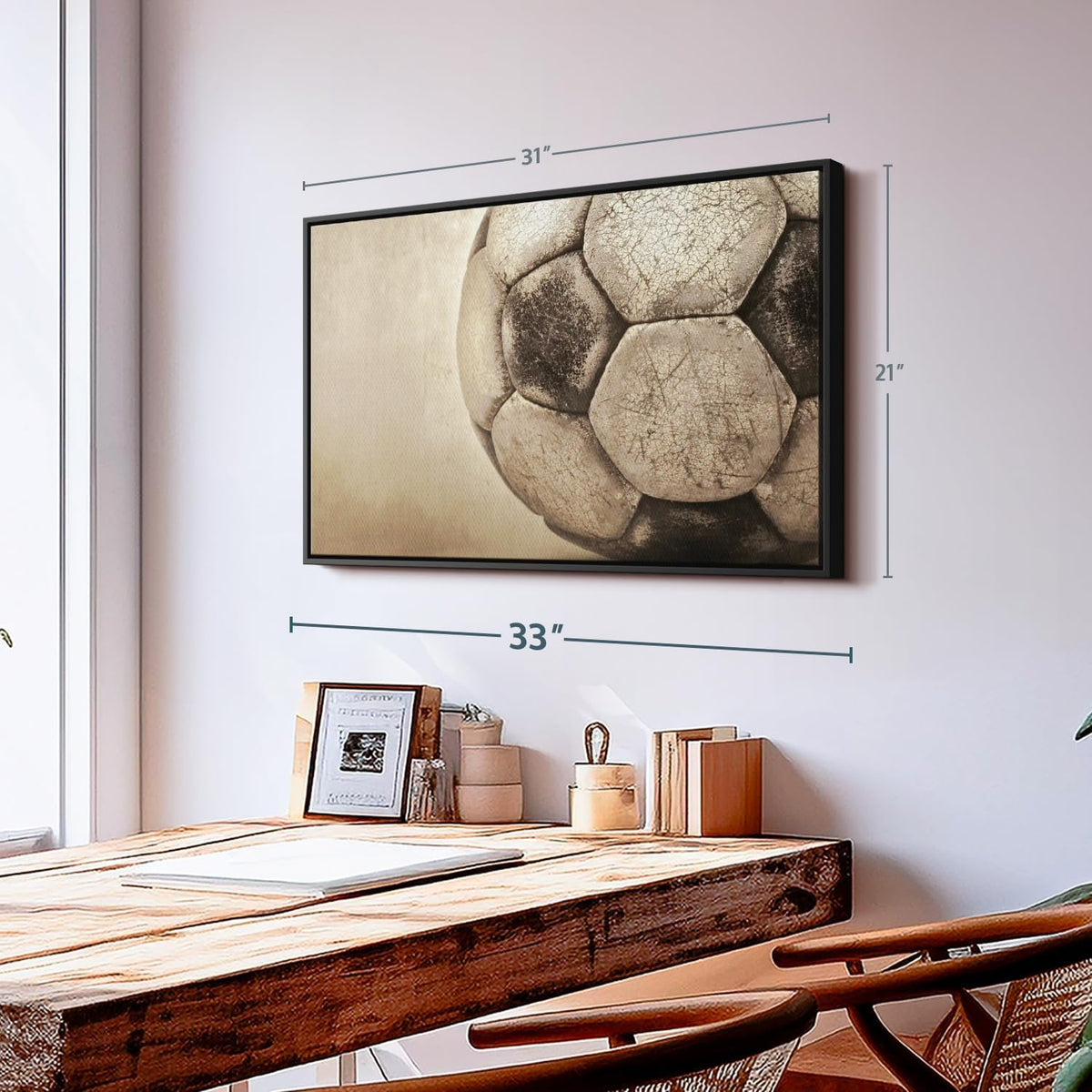 Elephant Stock Worn Soccer Ball Wall Art - Horizontal Framed Canvas - 1-Piece Living Room Wall