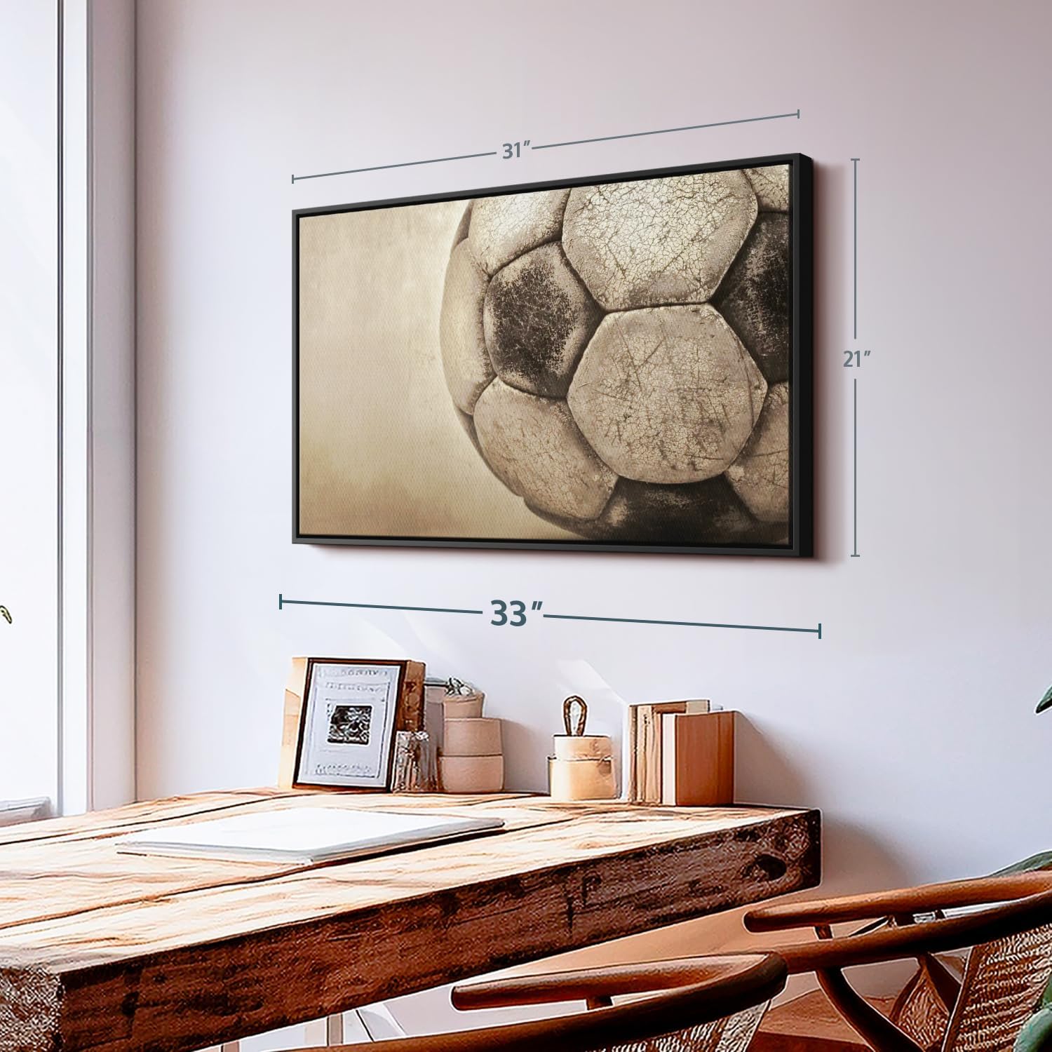 Elephant Stock Worn Soccer Ball Wall Art - Horizontal Framed Canvas - 1-Piece Living Room Wall