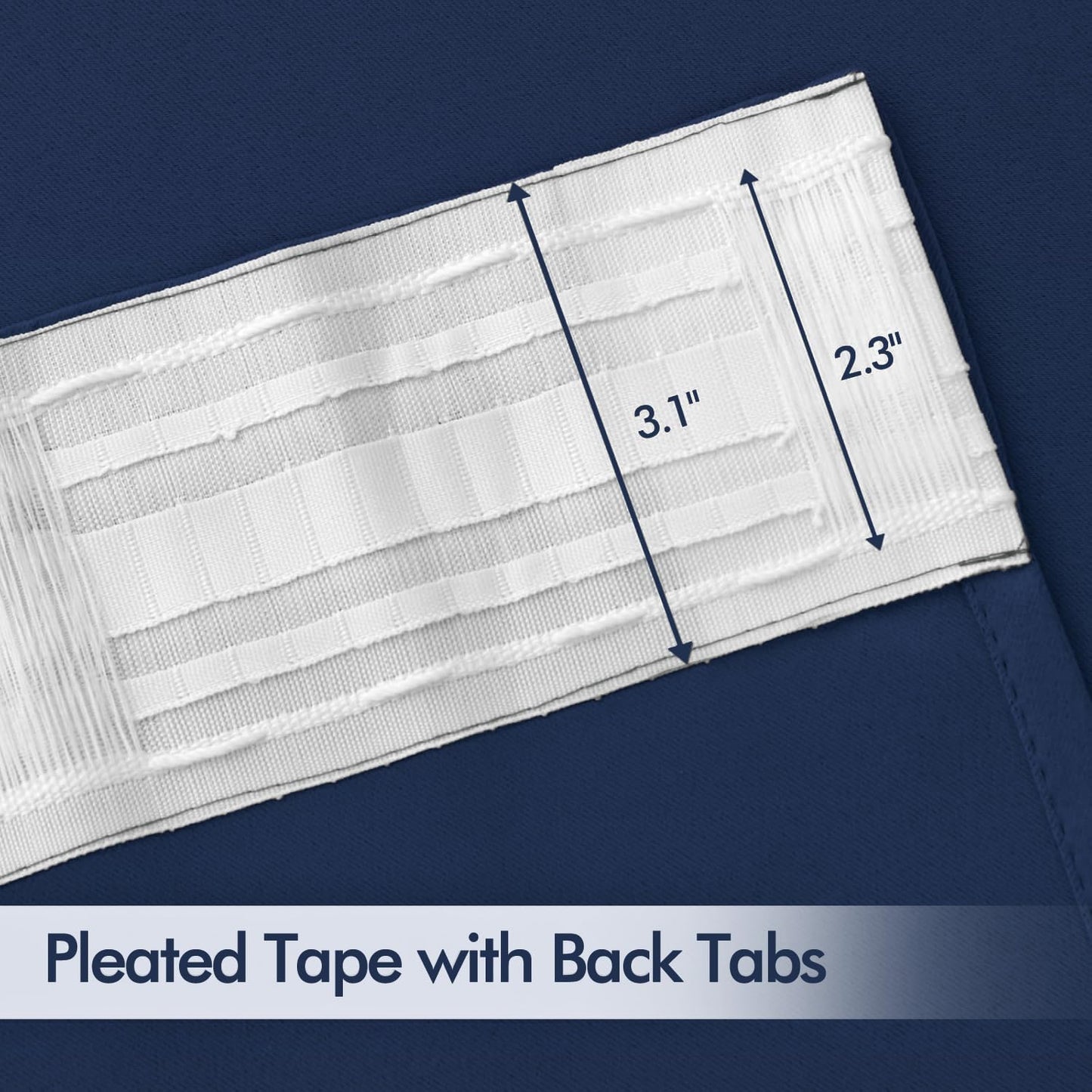 MIULEE Navy Blue Back Tab Blackout Curtains 90 Inches Long 2 Panels Set for Living Room Bedroom