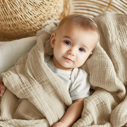 EMME Muslin Baby Blankets 100% Cotton 4-Layer Swaddle Baby 40"x50" Lightweight Soft Breathable