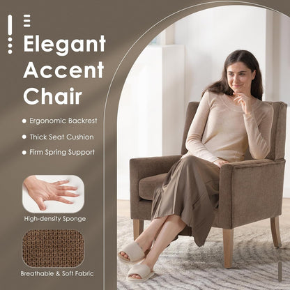 COLAMY Modern Wingback Living Room Chair, Upholstered Fabric Accent Armchair, Single Sofa Chair