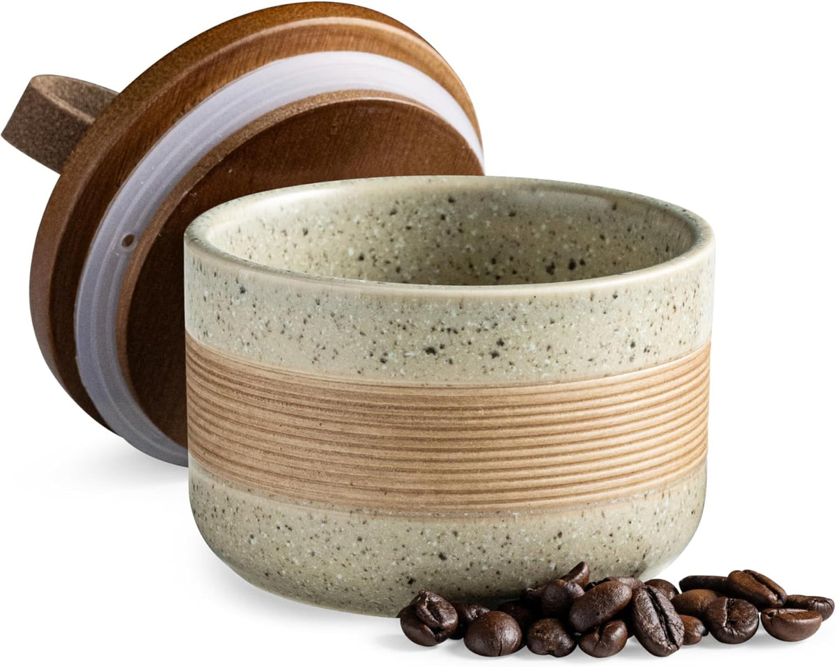 Small Ceramic Jar with Lid, Coffee Canister Coffee Container Kitchen Food Storage Jars for Spice