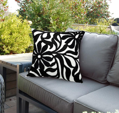 Alysheer Farmhouse Floral Leaves Embroidered Decorative Throw Pillow Cover 18x18 inches, Boho