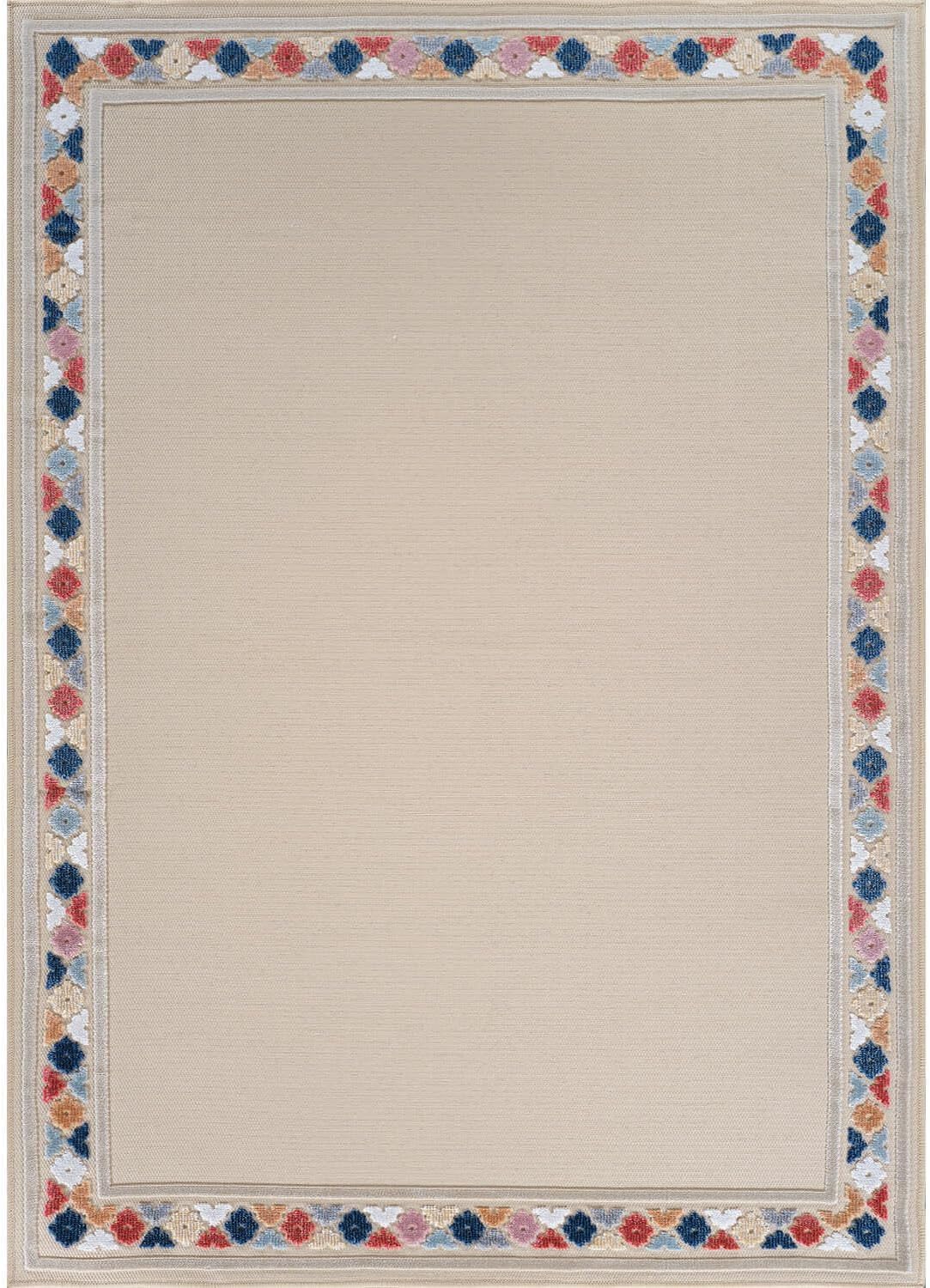 Beverly Rug Outdoor Rug 5x7 Modern Bordered Area Rugs for Indoor and Outdoor Patio Easy to Clean