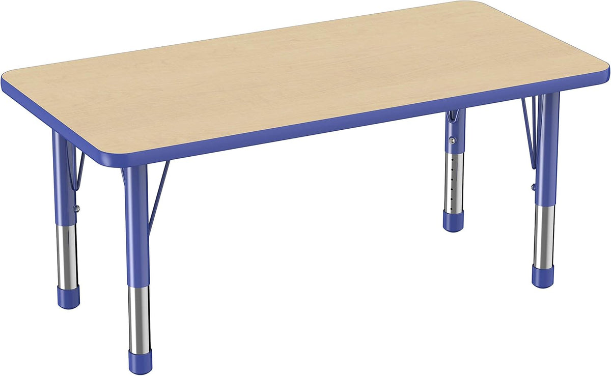 FDP Rectangle Activity School and Kids Classroom Table (24 x 48 inch), Toddler Legs, Adjustable