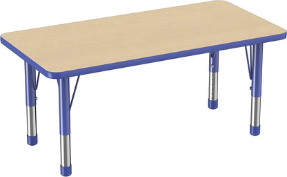 FDP Rectangle Activity School and Kids Classroom Table (24 x 48 inch), Toddler Legs, Adjustable