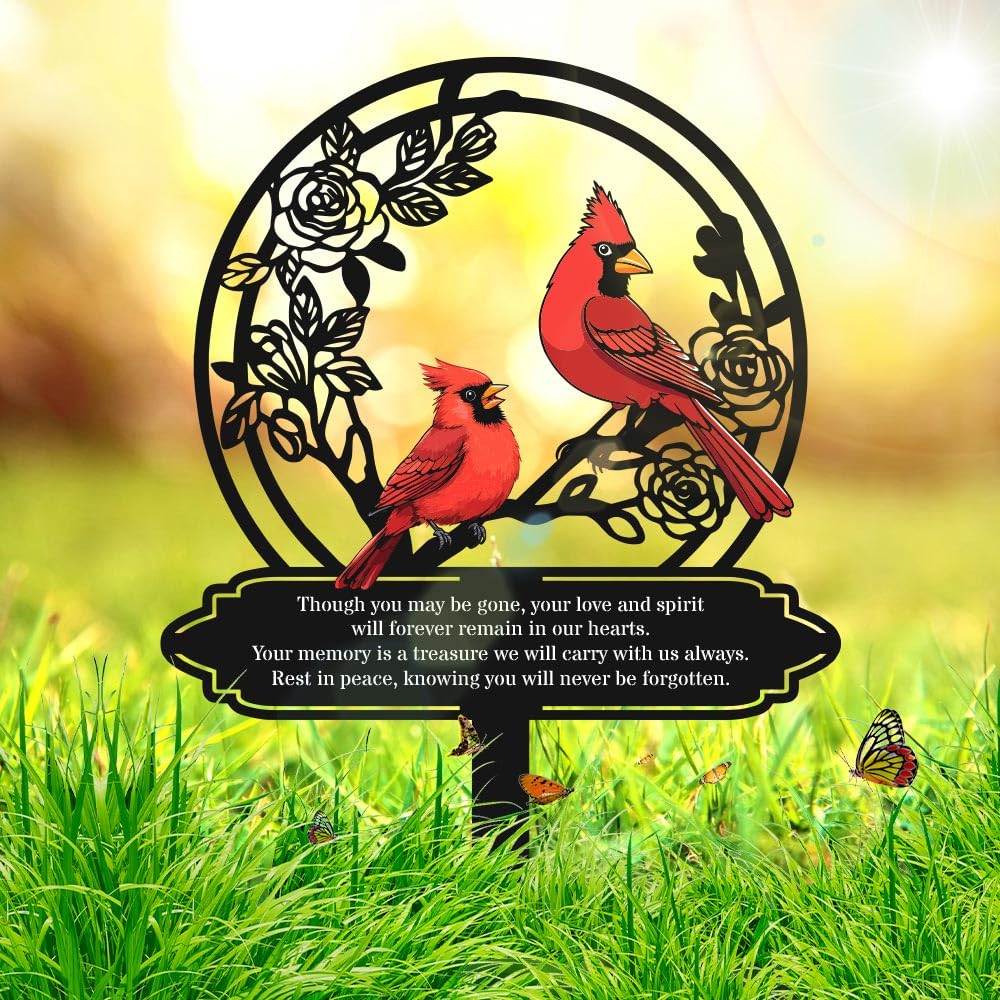 Personalized Cemetery Memorial Metal Stakes, Cardinals Memorial Grave Markers,Graden Decorations