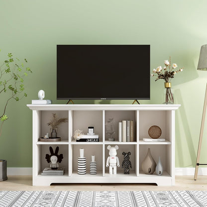 Cube Shelf Bookcase with Base - Wooden 2 Tiers Floor Standing Low Storage Cabinet for Home and