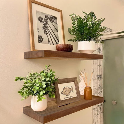IAE Walnut Floating Wall Shelves 16 inch, Bathroom Shelves Wall Mounted,Invisible Shelf Floating
