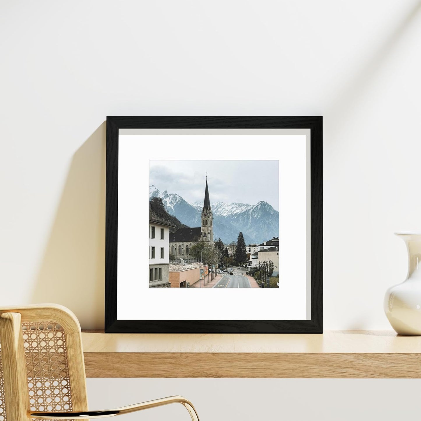 Vittanly 12x12 Picture Frames Set of 9, Shatter Resistant Plexiglass, Display 8x8 Pictures with Mat