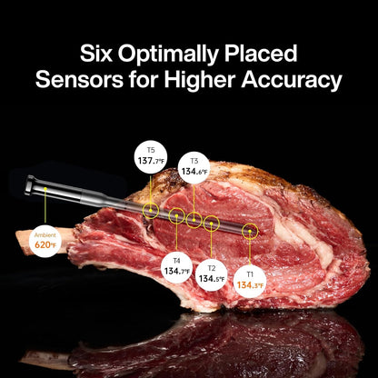 Sync Gold Wireless WiFi Meat Thermometer, 2 Slim Probes, 6 Sensors, 10x Stronger Signal, ±0.5℉
