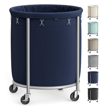 SONGMICS Laundry Basket, Rolling Steel Frame with 2 Locking Wheels, 190 L