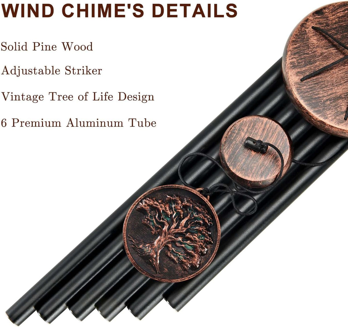 Wind Chimes for Outside, Tree of Life Deep Tone Vintage Wind Chime Outdoor Clearance