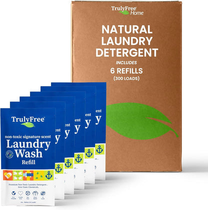 Laundry Detergent for Sensitive Skin | Gentle & Safe for Baby Clothes | Plant-Based | 6 Pack Refill
