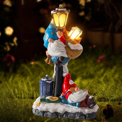WINTS Solar Garden Gnome,Outdoor Gnome with Solar Lights Decor for Patio,Lawn,Yard,Balcony,Funny