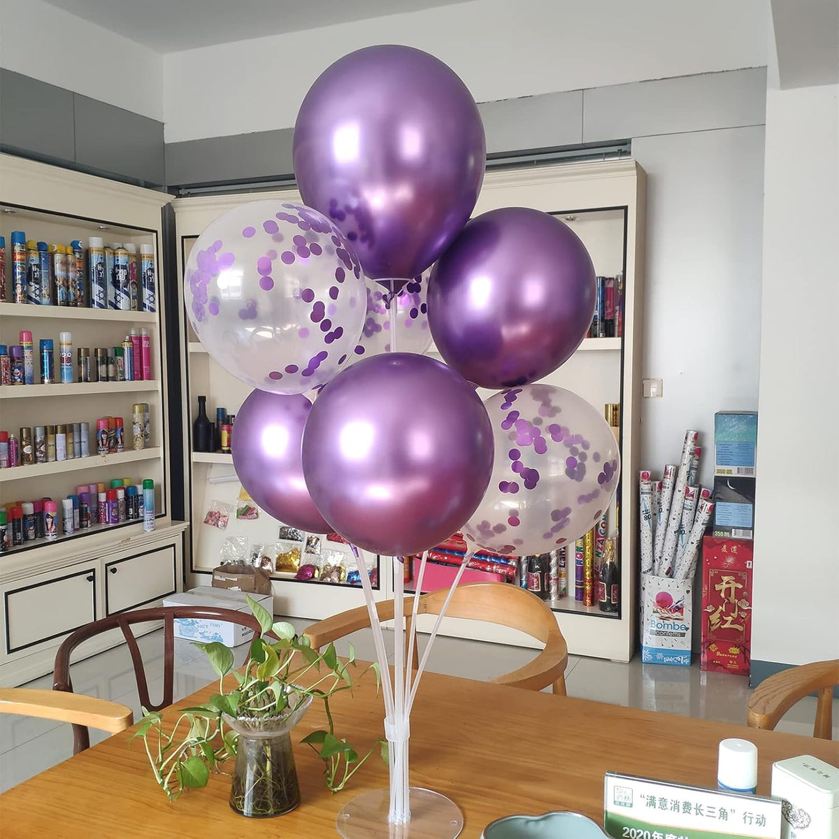 Purple Balloon Stand Centerpiece Table Decorations for Birthday Bridal Shower Wedding Engagement