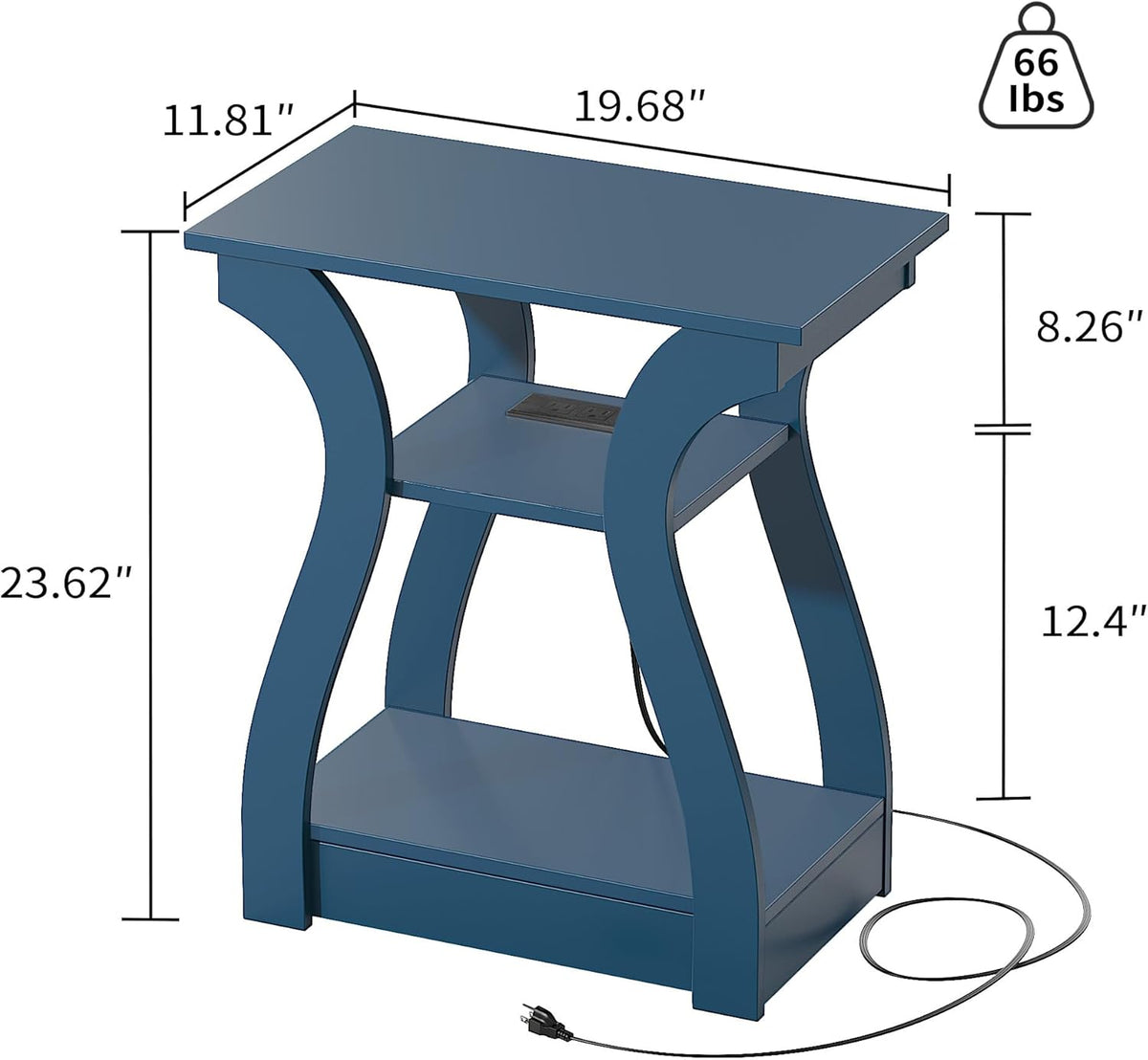 End Tables Living Room Set of 2,End Table with Charging Station and USB,Navy Blue Side Table