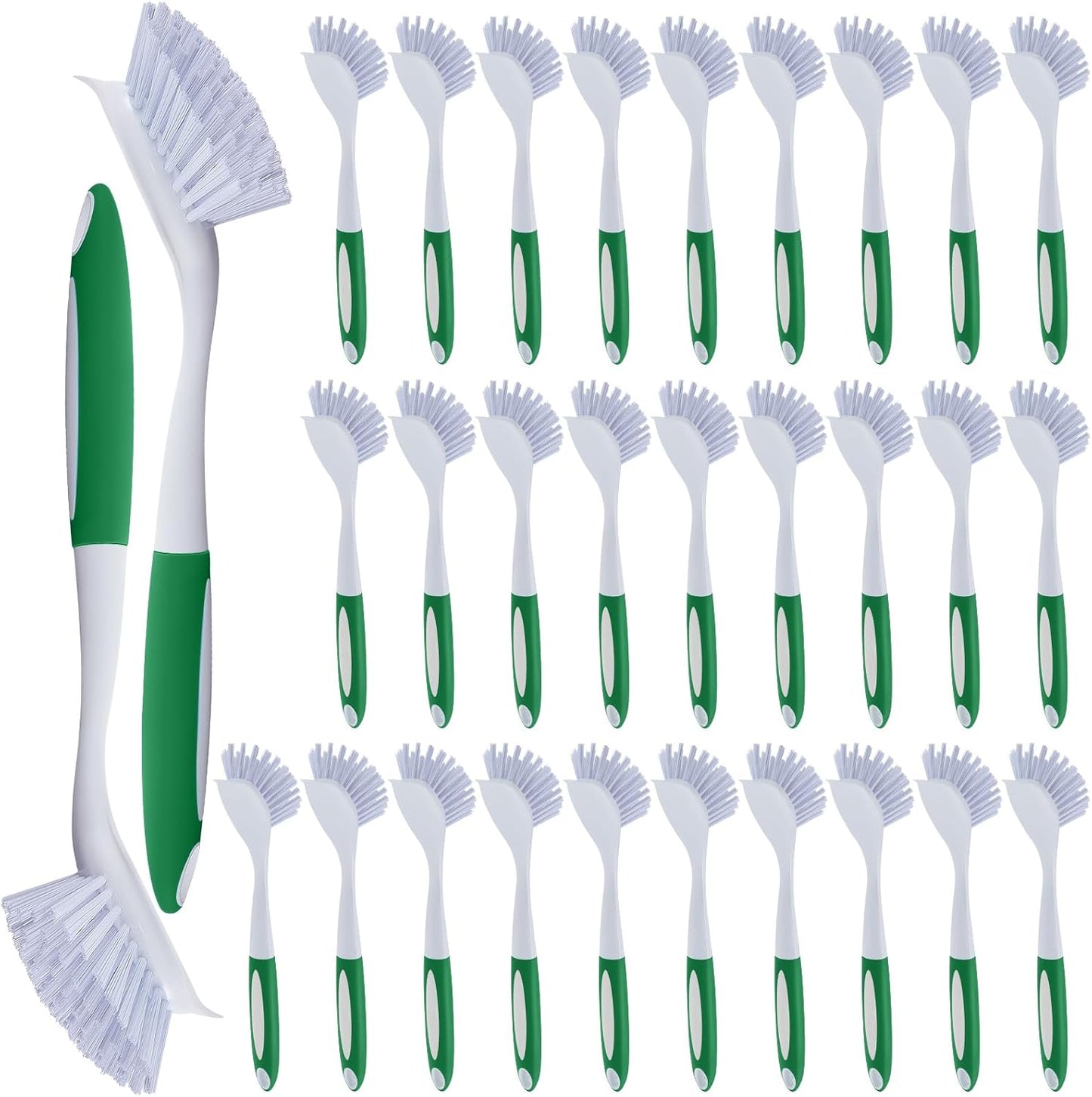 Hsei 30 Pcs Kitchen Scrub Dish Brush Bulk with 11 Inch Handle Cleaning Dish Scrubber with Stiff