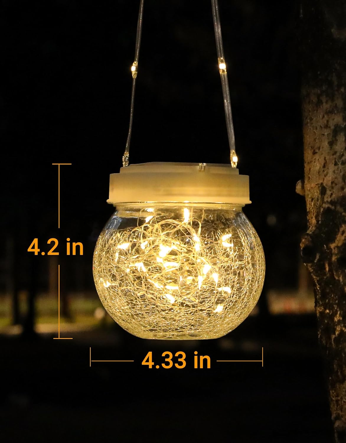 Solar Lantern Solar Lights Outdoor Waterproof 6-Pack, Solar Powered Hanging Lights Cracked Glass
