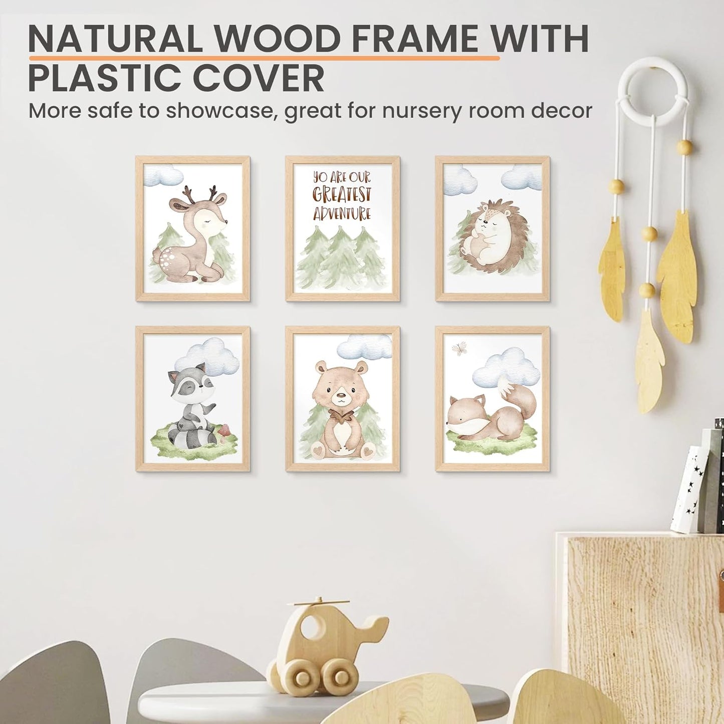 upsimples 8.5 by 11 Picture Frame, Natural Solid Wood Picture Frames, Display 6x8 with Mat or 8.5 x
