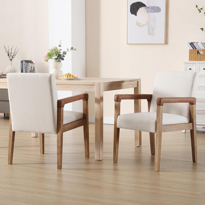 Kmax Modern Dining Chairs Set of 2 Linen Fabric Kitchen Arm Chairs Upholstered Accent Chairs with