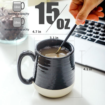Hasense Coffee Mugs Ceramic, 15 oz Large Coffee Cups with Handle for Home and Office, Latte Mugs