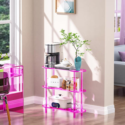 Clear Bookshelf, Acrylic Bookcase with Open Book Shelf Console Table for Entryway Office (3 Tier