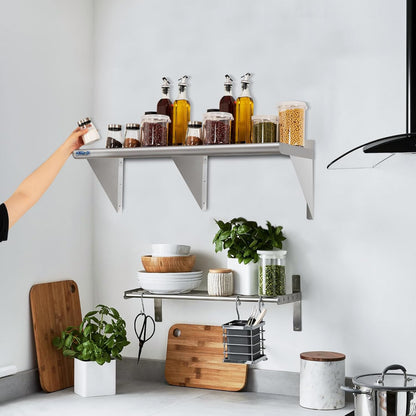 HARDURA Stainless Steel Shelf 18" x 72", 480lb Commercial Shelves Wall Mount Metal Shelving with