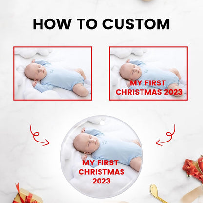 Personalized Christmas Ornaments 2025, Custom Photo Text Ornament Keepsake Gift for Christmas Tree