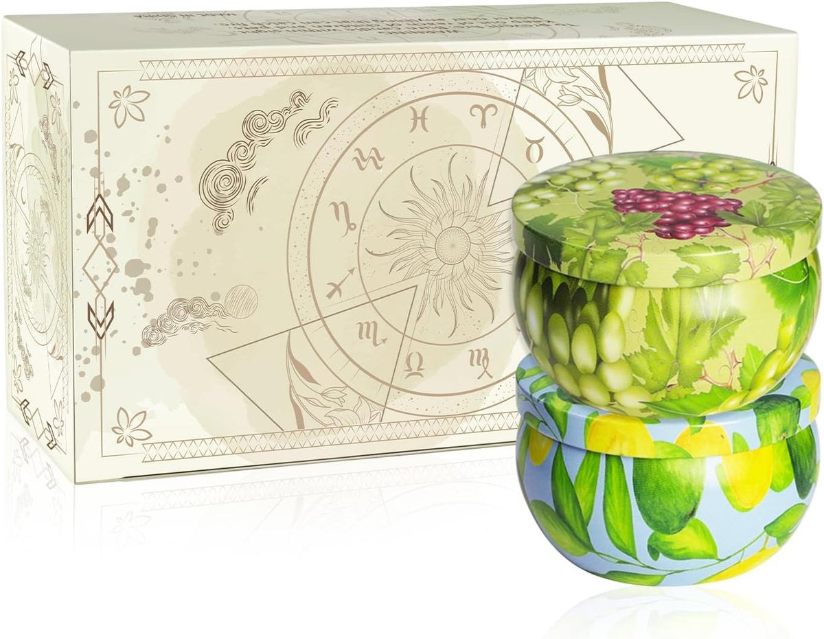 Set of 2 | 2.5-Ounce Scented Jar Candles - Fruit Style - Perfect for Home, Spa, Yoga Studio