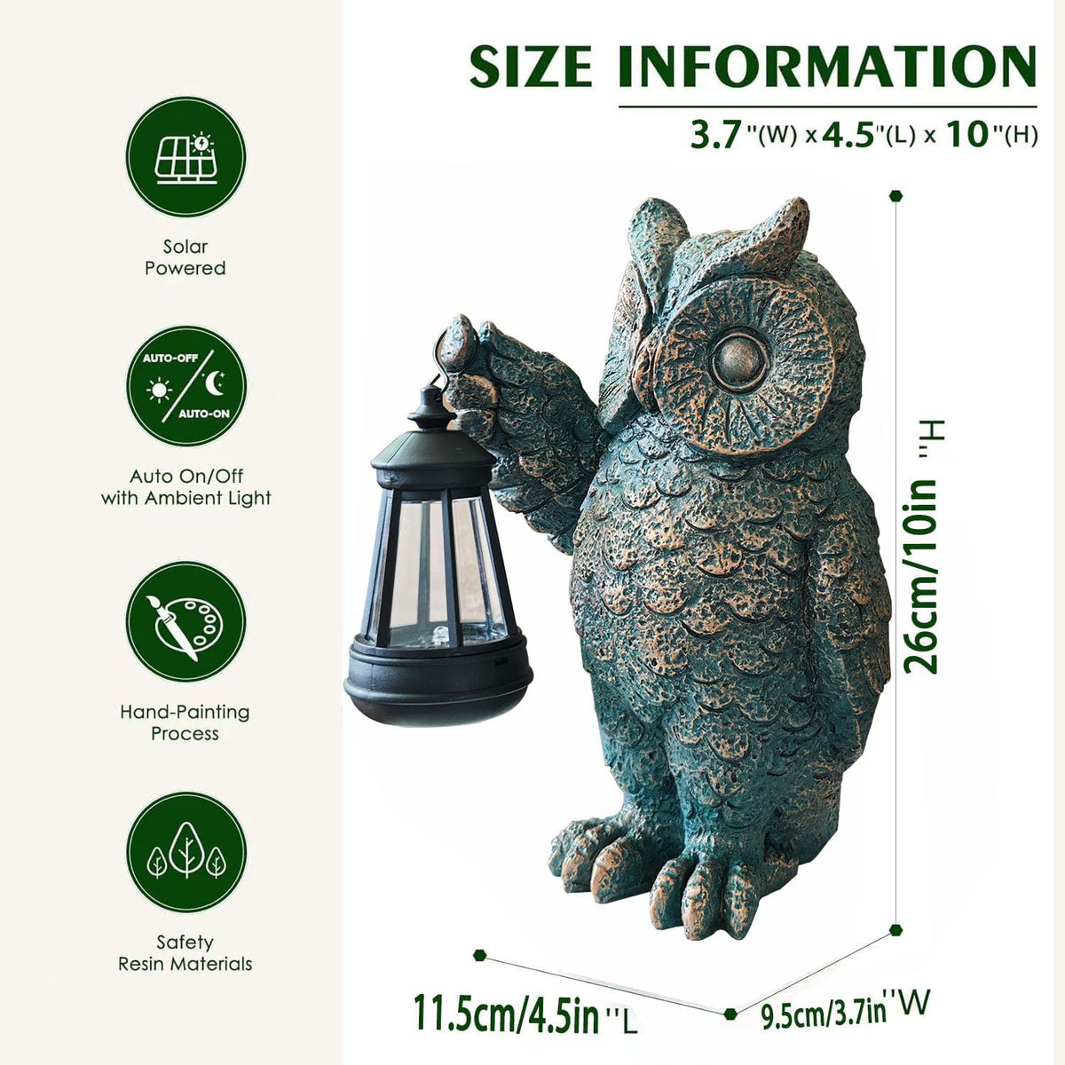 Garden Statues Outdoor, owl Figurines Decorated with Solar Lights, Unique Christmas Birthday Gifts