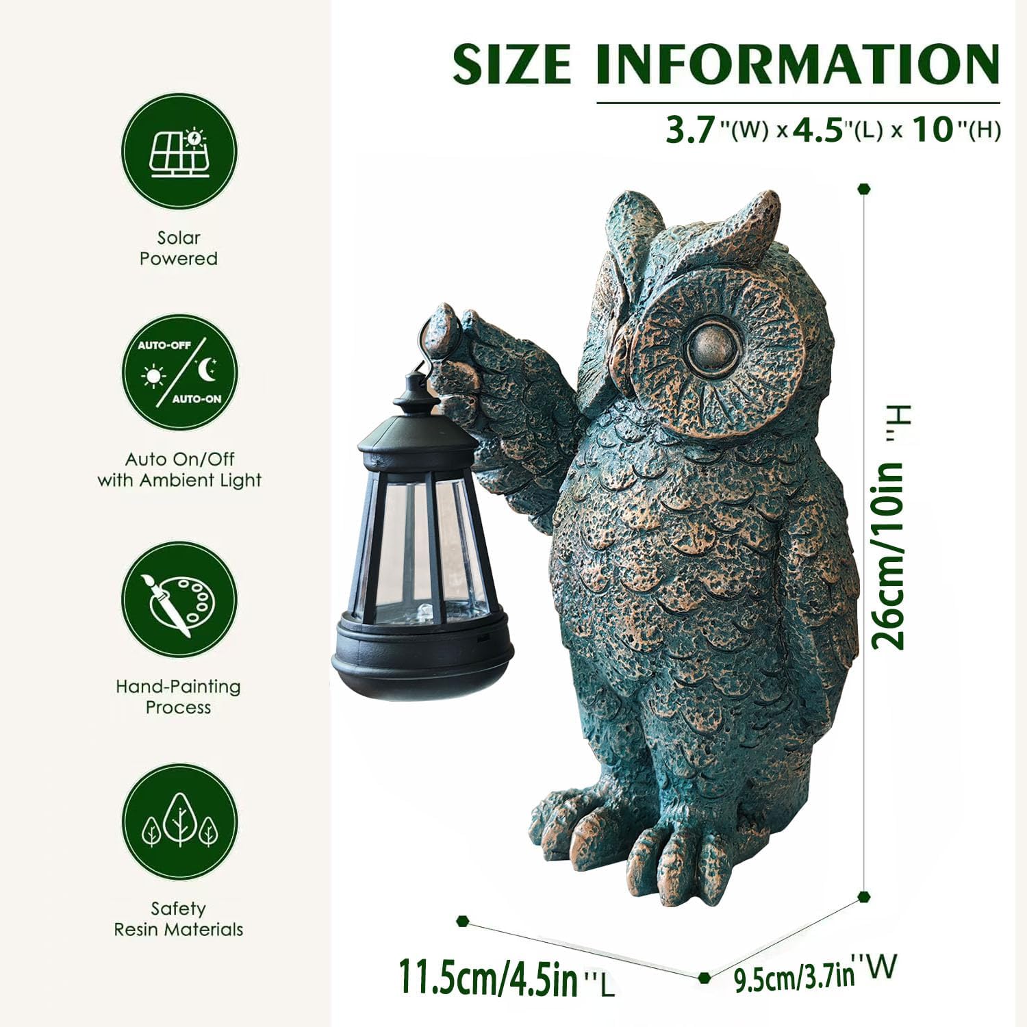 Garden Statues Outdoor, owl Figurines Decorated with Solar Lights, Unique Christmas Birthday Gifts