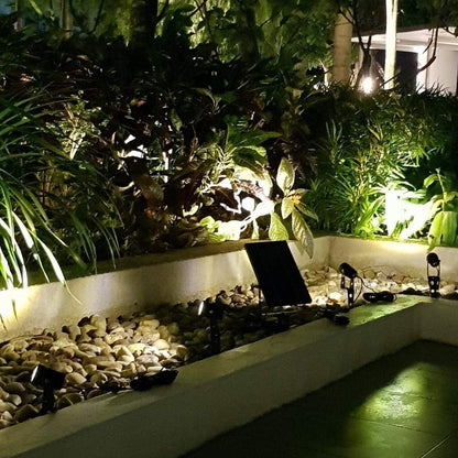 4-Spotlight Mini 50X Solar-Powered LED Spotlight (Warm White LED), Black Finish, Outdoor Garden