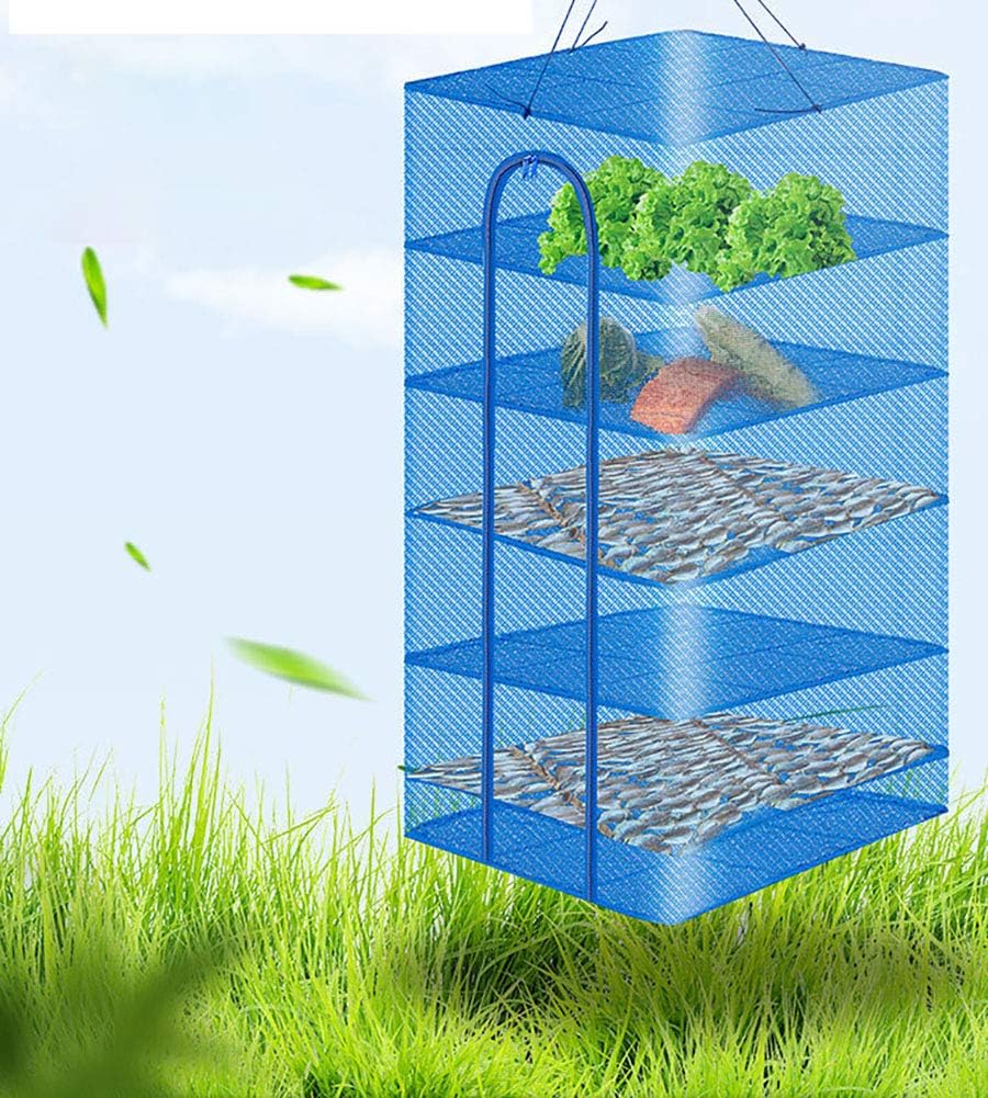 Hwayslon Hanging Drying Net Foldable Drying Rack Net Dryer 19.7"x19.7"x37.4" 6 Layer Folding Fish
