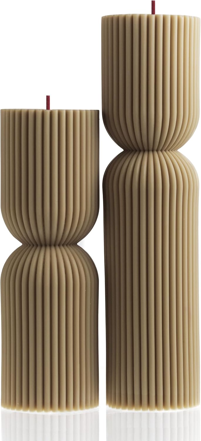 LAWA Hourglass Pillar Candle - Large Beautiful Handmade Pillar Scented Soy Wax Candle Elegant