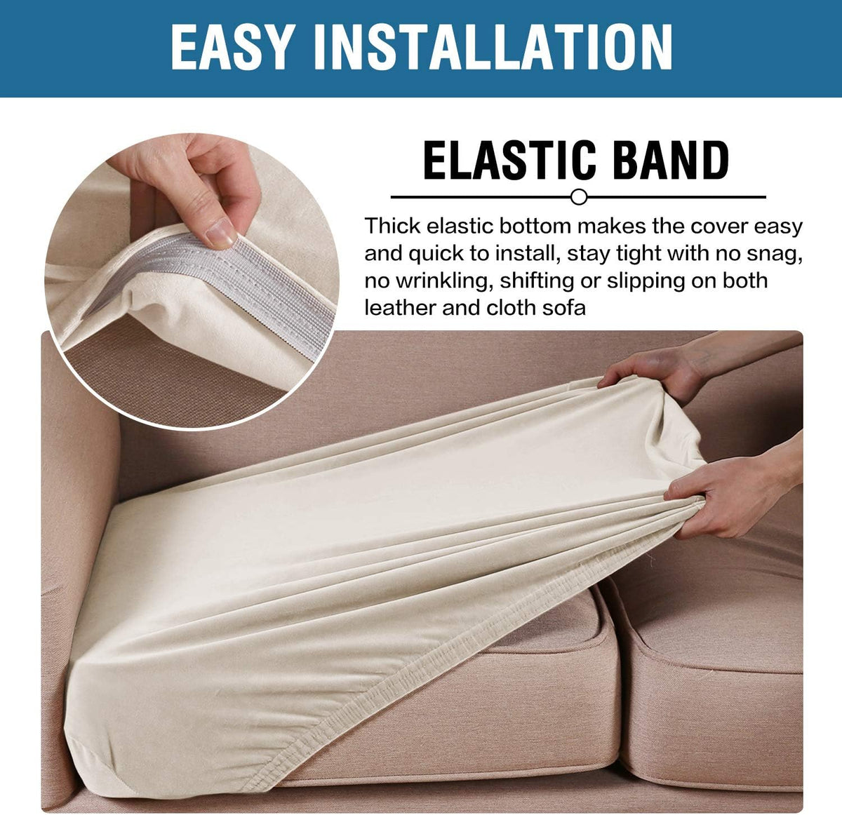 H.VERSAILTEX Velvet Stretch Couch Cushion Cover Plush Cushion Slipcover for Chair Loveseat Sofa