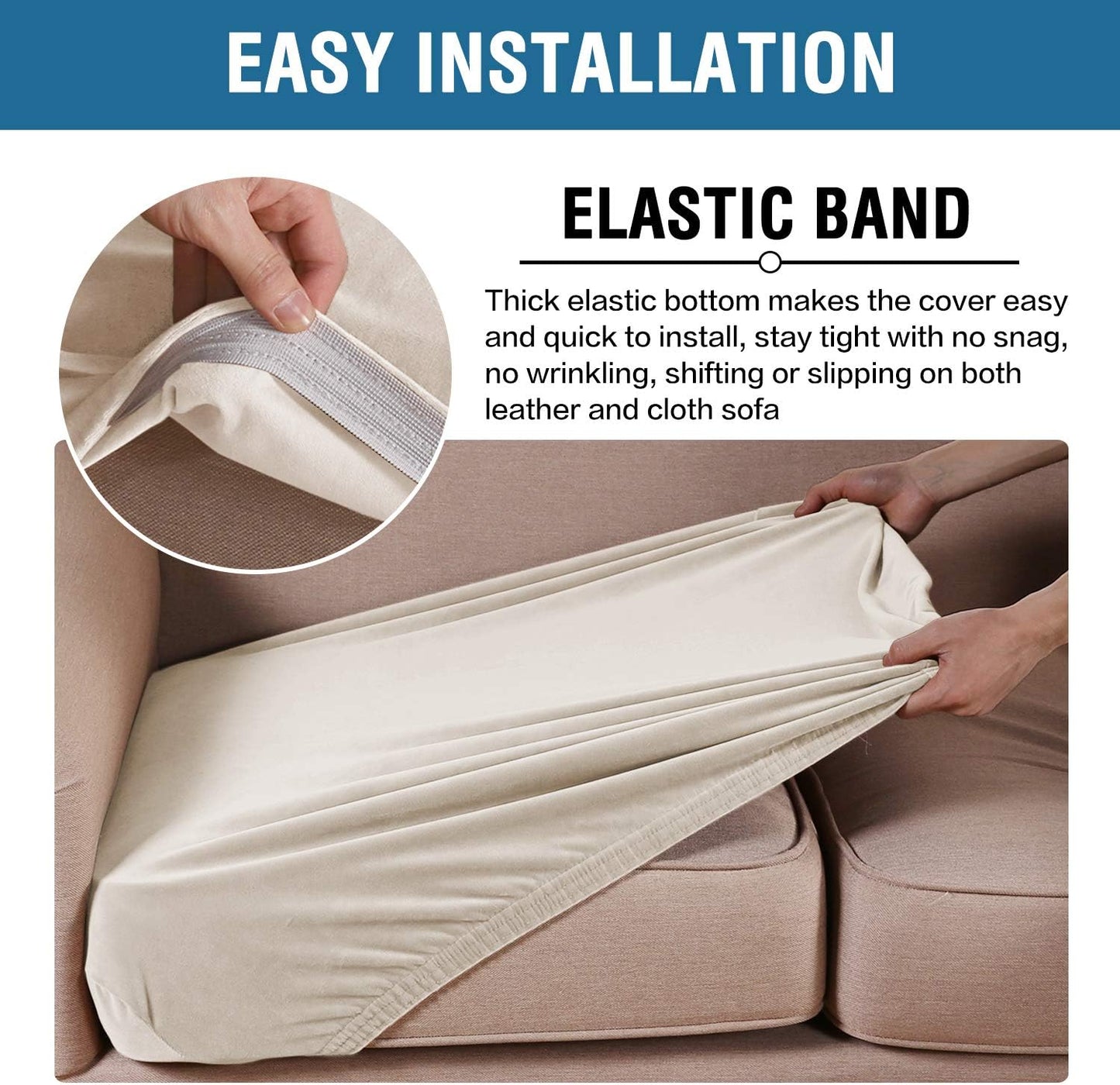 H.VERSAILTEX Velvet Stretch Couch Cushion Cover Plush Cushion Slipcover for Chair Cushion Furniture