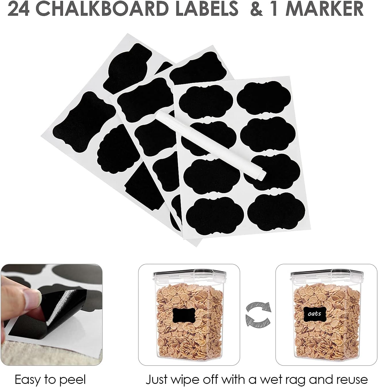 Airtight Food Storage Containers with Lids, Vtopmart 24 pcs Plastic Kitchen and Pantry Organization