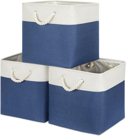 Bidtakay Storage Baskets Large Cube Storage Bins Fabric Baskets for Organizing Shelves 13x13 Navy