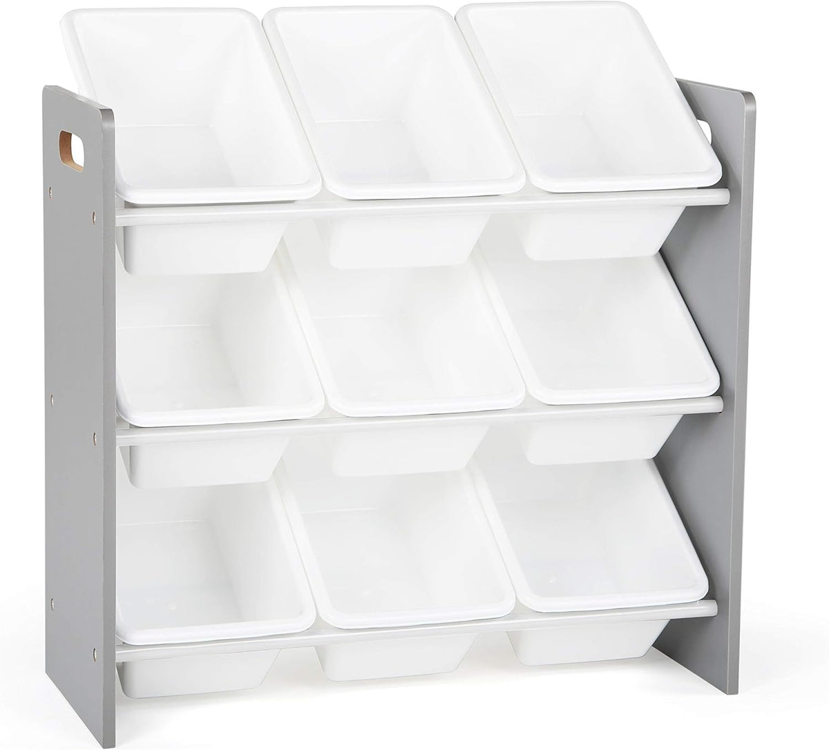 Humble Crew 9-Bin Toy Organizer – Inspire Grey with White Plastic Bins, 3-Tier Storage Solution for